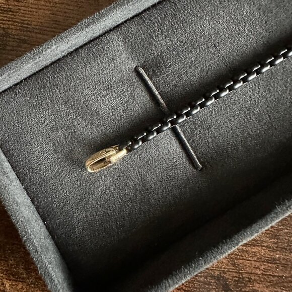 David Yurman Bel Aire Box Chain Bracelet w/ 14K Yellow Gold - Black - 7.25" - Picture 3 of 11